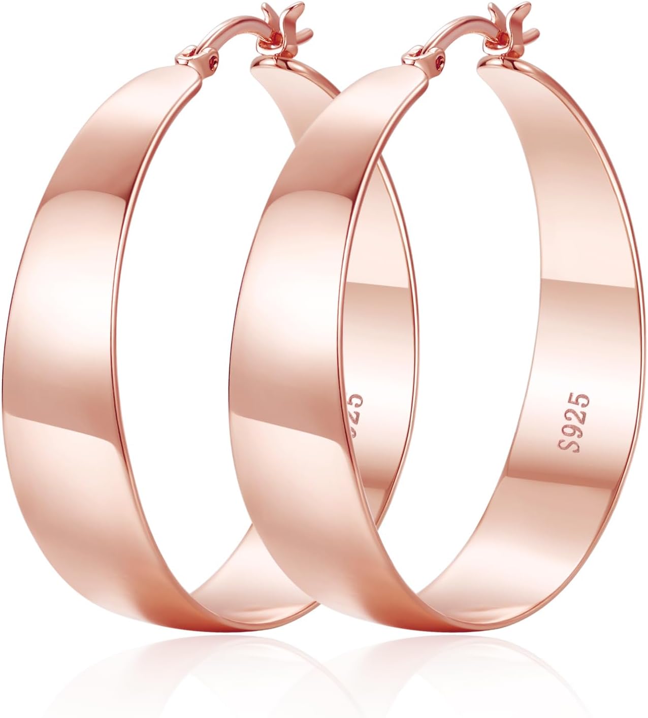 OOOPEL 10mm Wide 925 Sterling Silver Hoops Earrings for Women, 14K Real Gold Plated Hoop Earrings for Women Hypoallergenic Lightweight Oversize Big Gold Hoop Earrings Jewelry Gifts 30/40/50/60MM