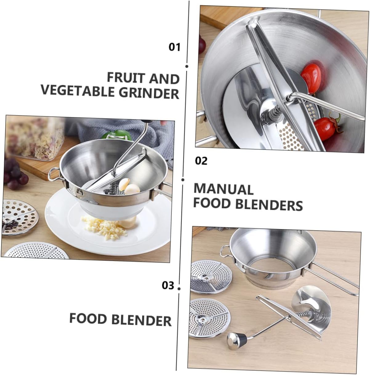 Ergonomic Stainless Steel Manual Food Ricer Vegetable Slicer Blender Masher Jam Maker Kitchen Tools