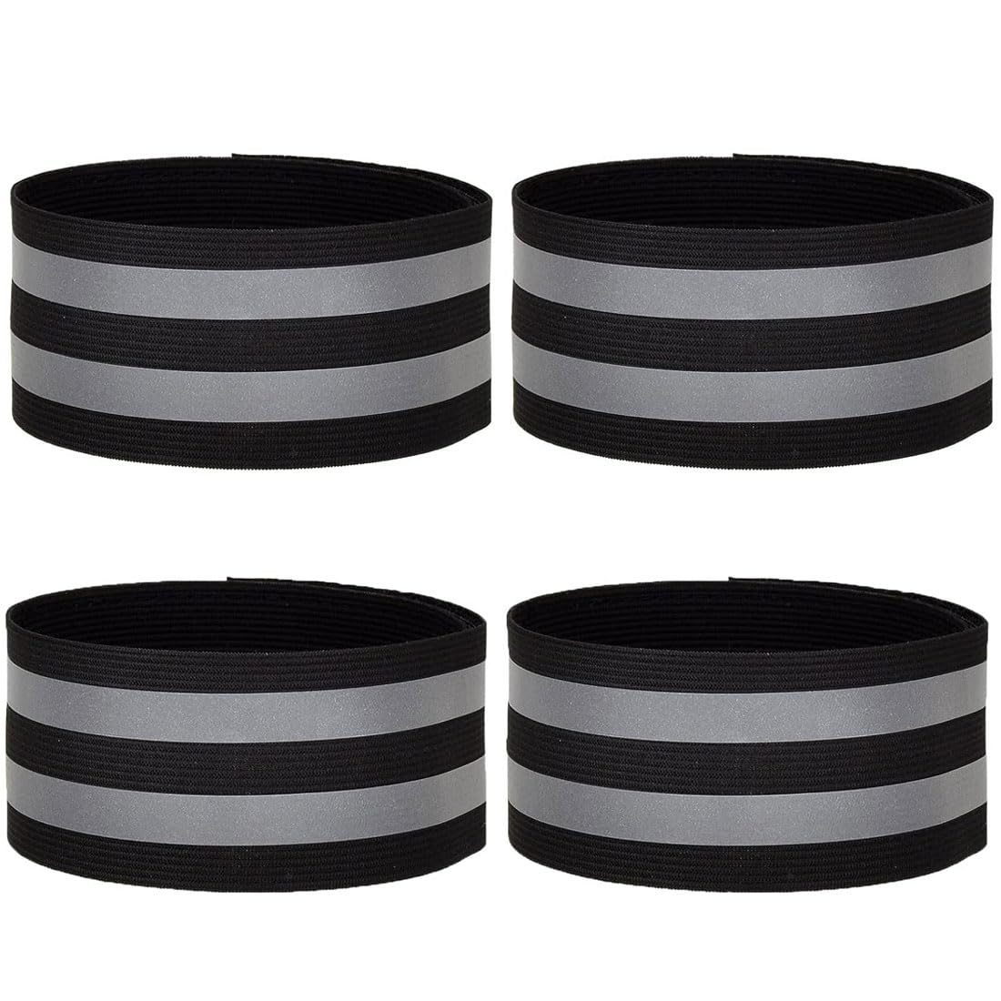 JOCXZI Pack of 4 reflective bands for outdoor jogging, trouser clip cycling, motorcycling or running, reflective safety bracelet, with and strong reflective strips