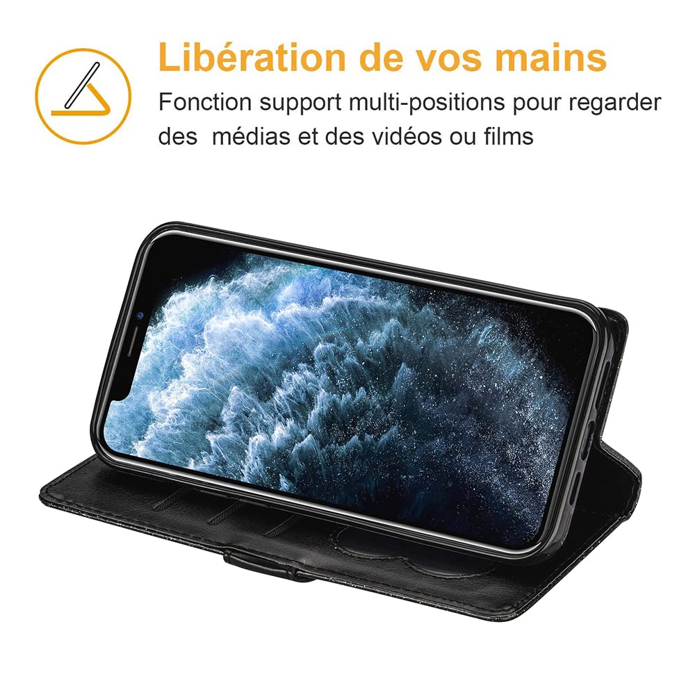 Cover Portafoglio Con Farfalle Glitter Per Xiaomi Redmi 9AT / 9A | Custodia A Libro In PU Con Slot Carte E Calamita, Colore Lavanda - 2