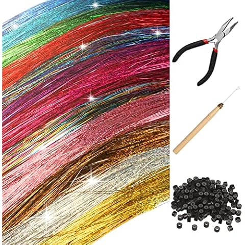 Lanjue Hair Tinsel Strands Kit, 12 Colours Cover