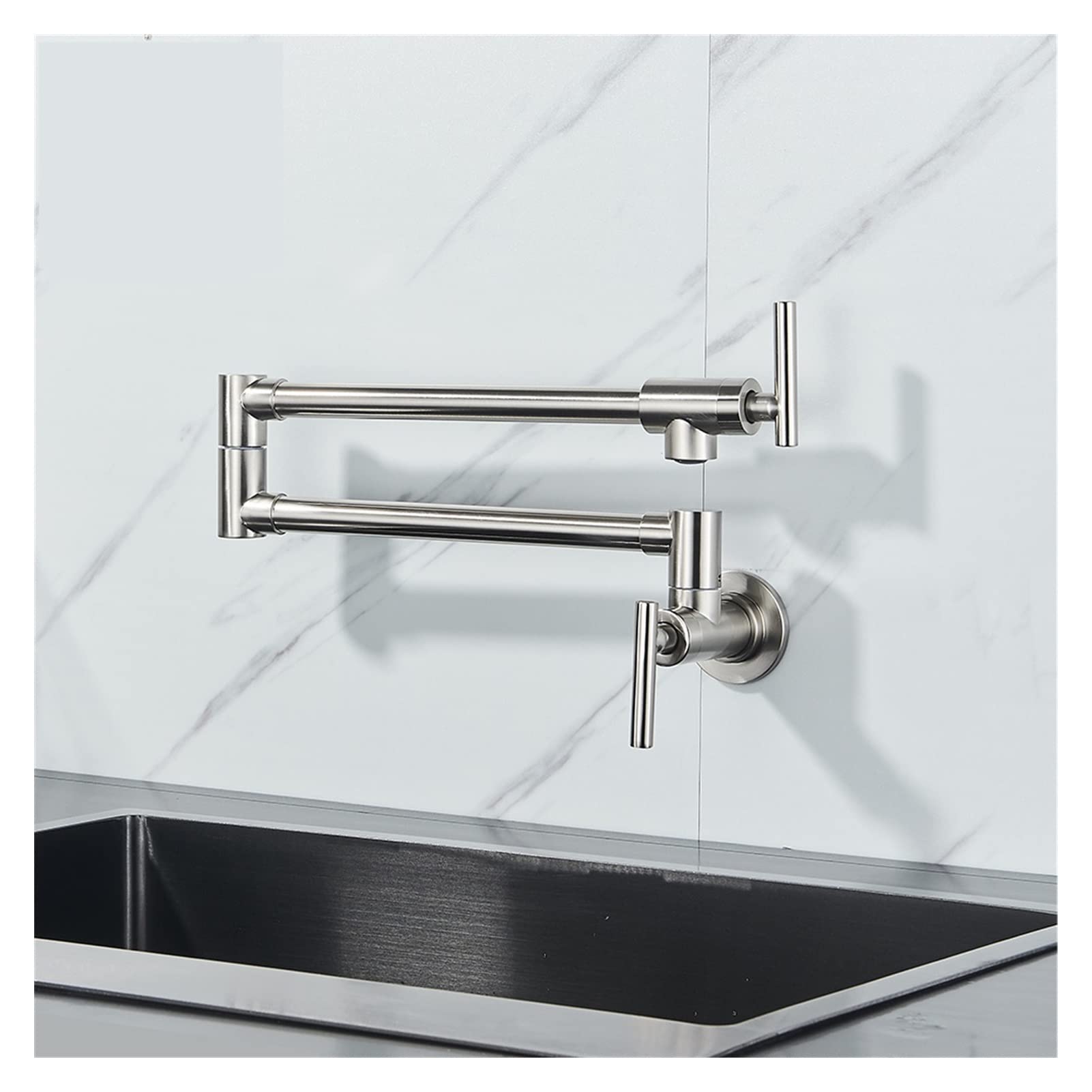 Bateria łazienkowa, Wypełniacz Dotknij Składany Kromka Kuchnia Pojedynczy Cold Smoczka Obracanie Składane Wylewki Chrome Mosiądz Montażowy Żuraw(Matte black)