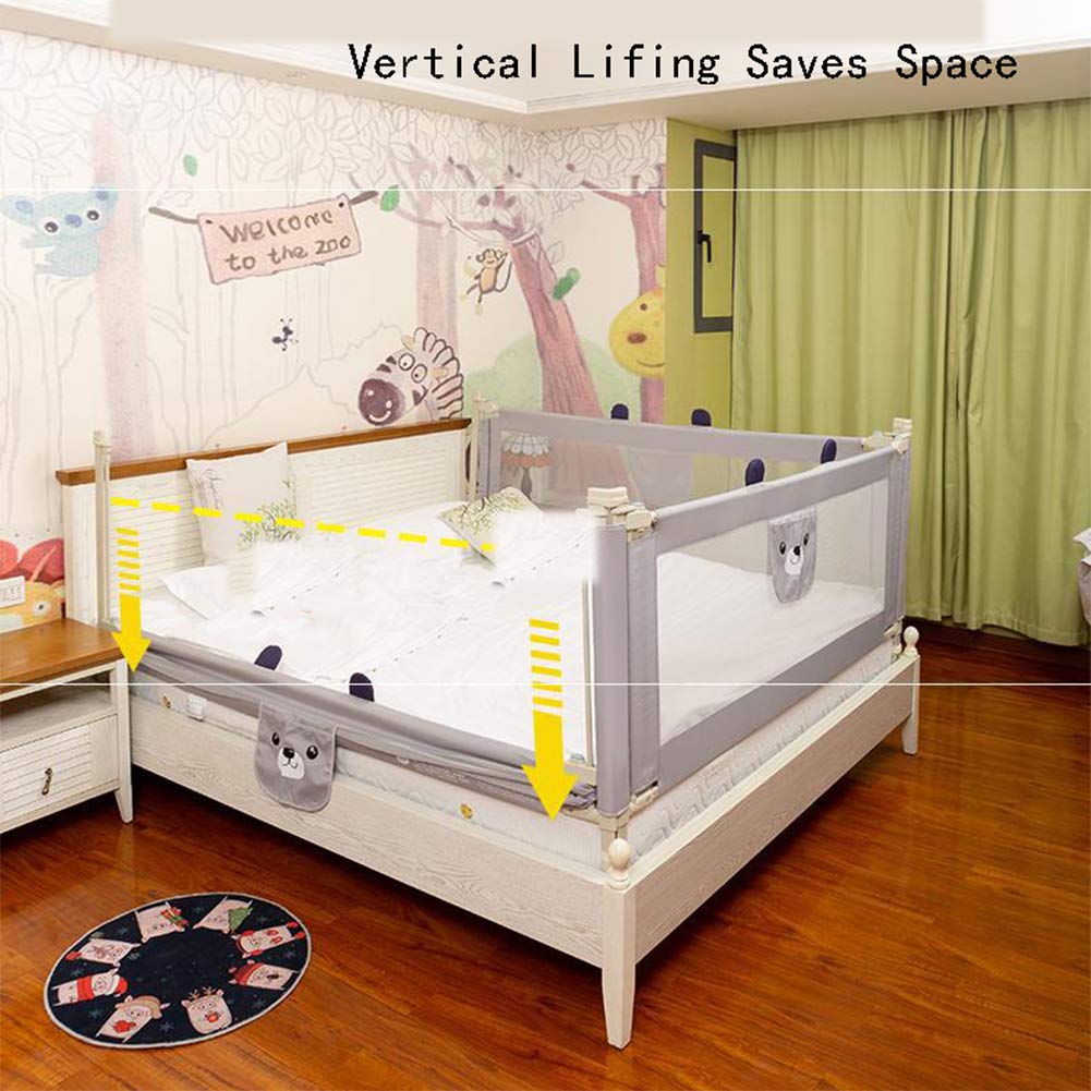 Sponde per Letto, sponda di Sicurezza per Letto, Protegge, Sollevamento Verticale con Doppia Chiusura, Realizzata in Rete, Design con Contenitore, Materasso Matrimoniale Queen e King Size, 7