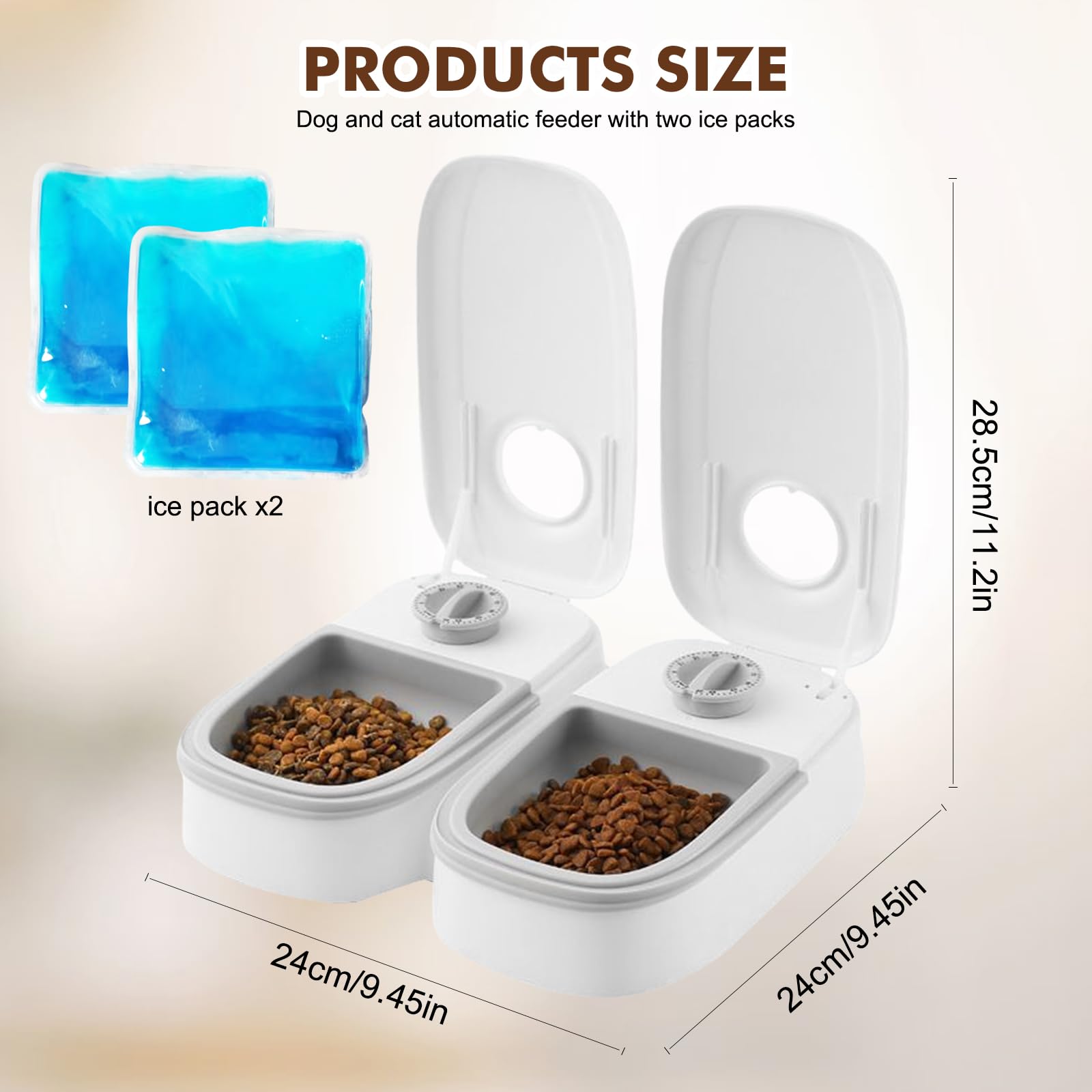 Automatischer Futterautomat Für 2 Mahlzeiten, Futterautomat Katze Mit 48 Stunden Timer, Futterautomat Für Katzen Hunde, Automatic Pet Feeder, Ice Pack Included, Für Katzen Und Kleine Hunde
