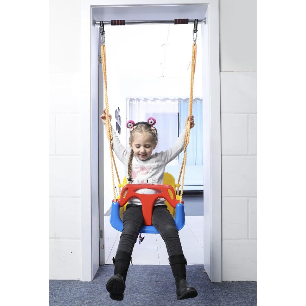 KRUZZEL Sedile per altalena con schienale e seduta, per bambini piccoli e grandi, blu, adatto per interno ed esterno, trasformabile, cresce con il bambino, 23552