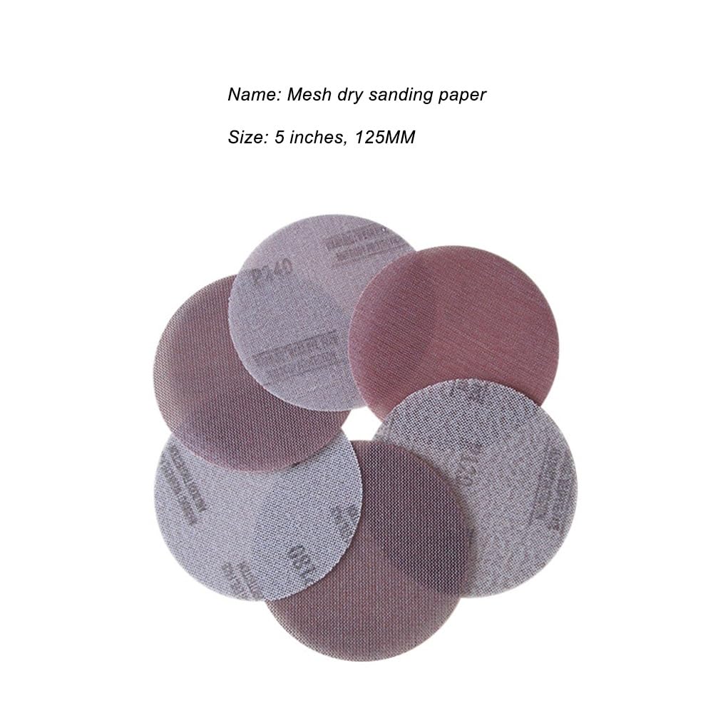 10 szt. tarcz szlifierskich z siatką 125 mm – z haczykiem i pętelką, o ziarnistości 80–800, bezpyłowe podkładki szlifierskie(180grit)