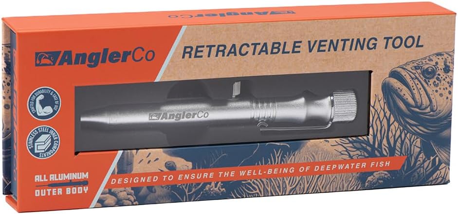 Retractable Fish Venting Tool with Pocket Clip – Durable Barotrauma Release Tool for Saltwater Fishing