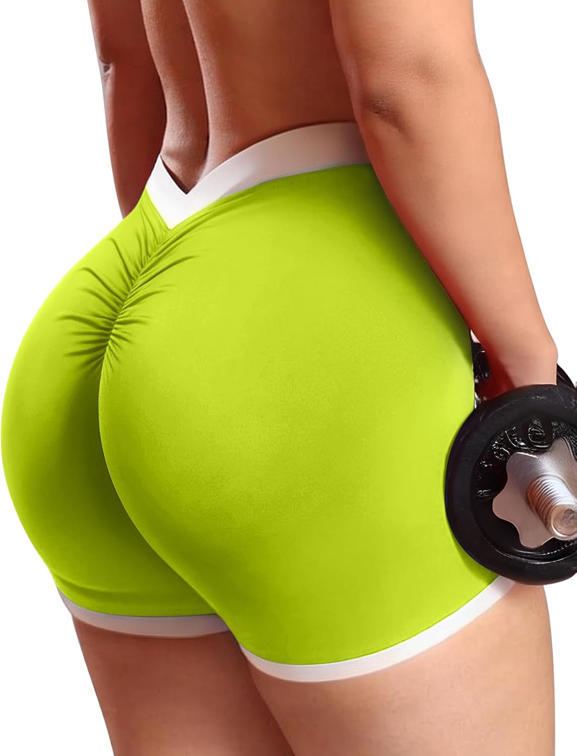 SEASUM Workout Scrunch V Back Booty Shorts for Women Two-Tone High Waisted Gym Yoga Bottoms