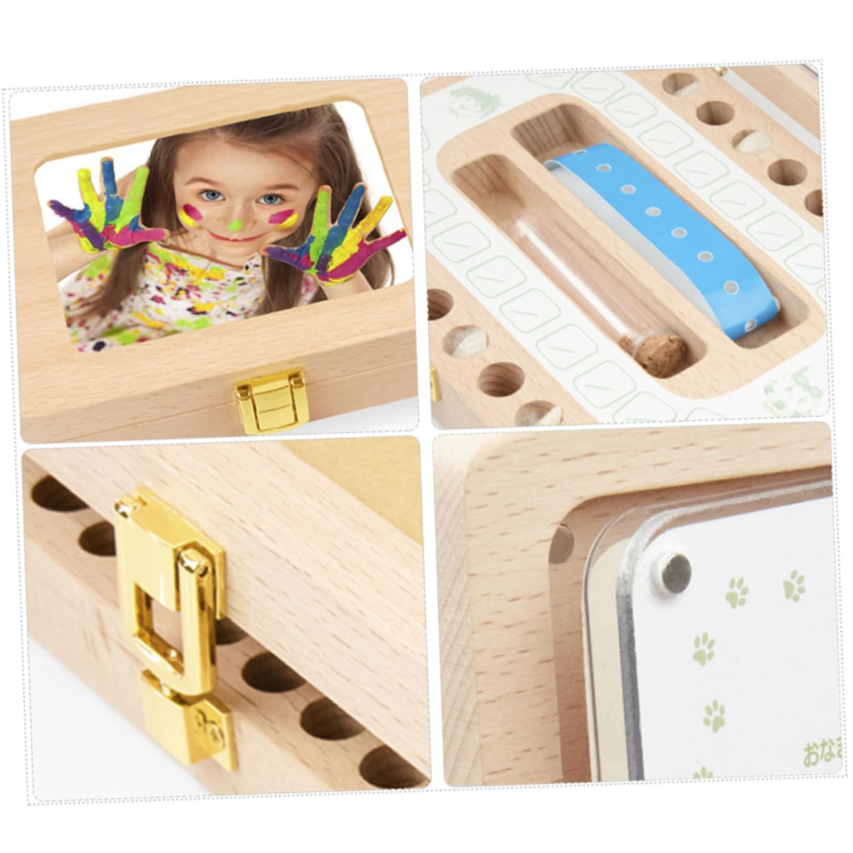 KOMBIUDA Caja caja de deciduos de lanugo de bebé regalo de chicas regalo infantil recuerdo de los de leche regalos de niñas regalos de bebé de madera niño Bambú