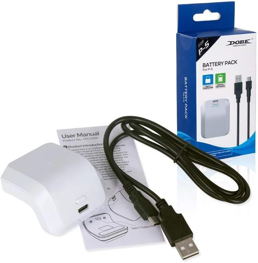 1500MAH Dobe Battery Pack For PS5 (White, TP50550) Kroobia Store