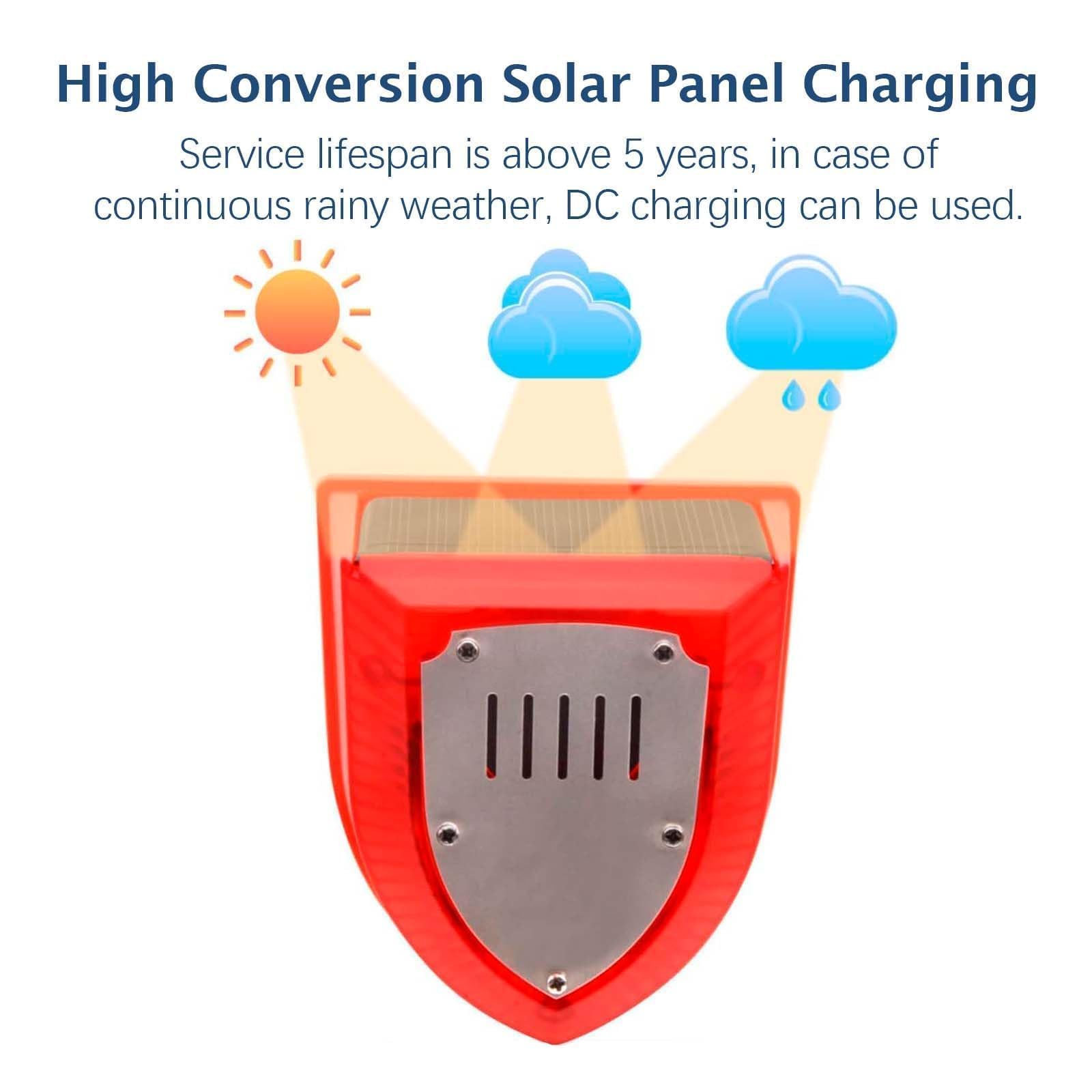 Allarme Solare Livello Acqua con Doppio Sensore (Alto/Basso), Impermeabile IP55, Ricarica Solare per Agricoltura/Cantieri/Barche/Cantine, 129 dB, Cavo 5 m, Backup USB