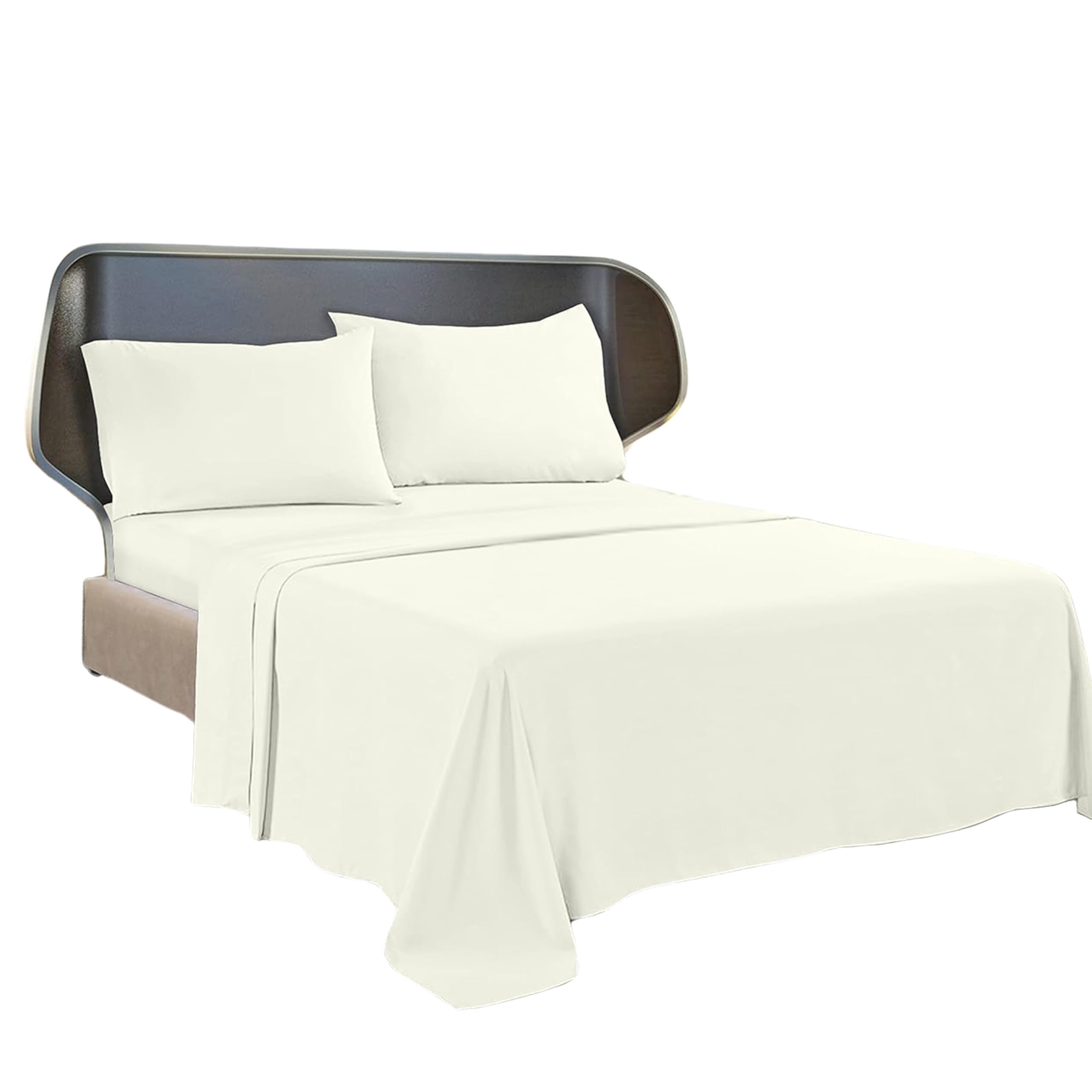 Brit Cotton 200TC Flat Bed Sheet, Rich Cotton, Breathable, Durable, Smooth, Comfortable & Soft Easy care Flat Bed Sheets (Cream, Double)