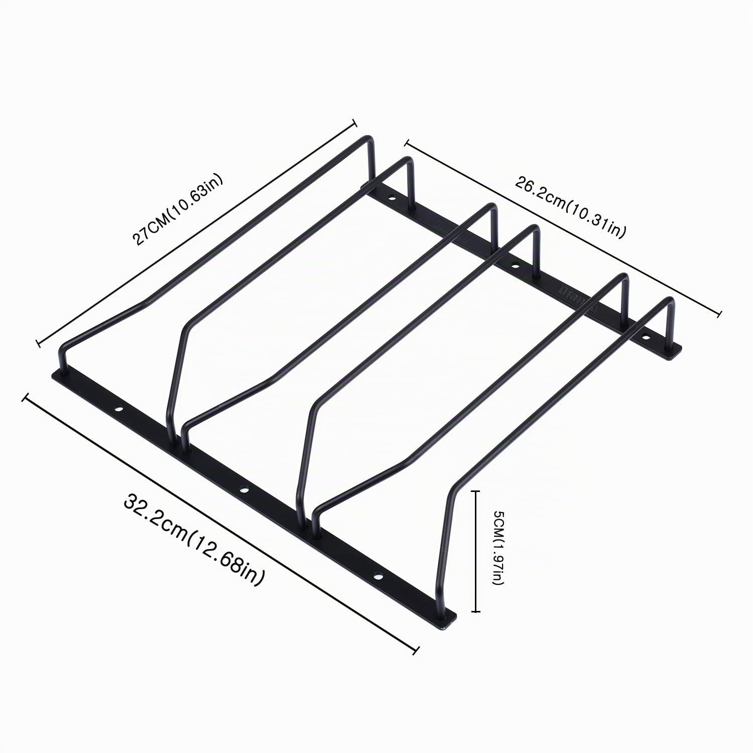 Soporte para copas de vino, soporte para copas de pie, armario de vino, con tornillos, 27 cm, 3 filas, color negro