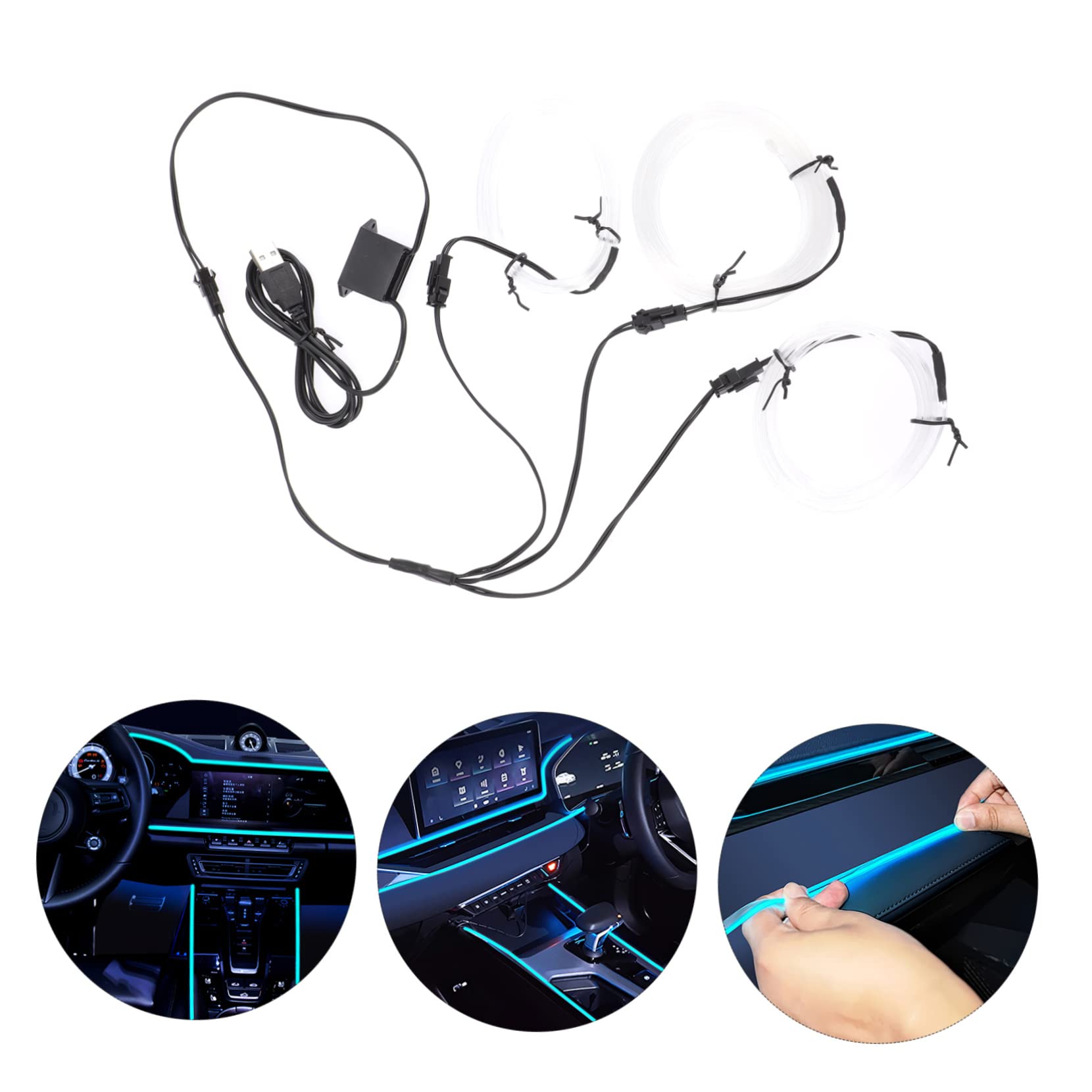 OUNONA 3piezas Luces Led Ambientales para Interior del Coche Iluminación Decorativa USB Instalación Sin Daños Eficiencia Energética Accesorio Automotriz Práctico y Duradero
