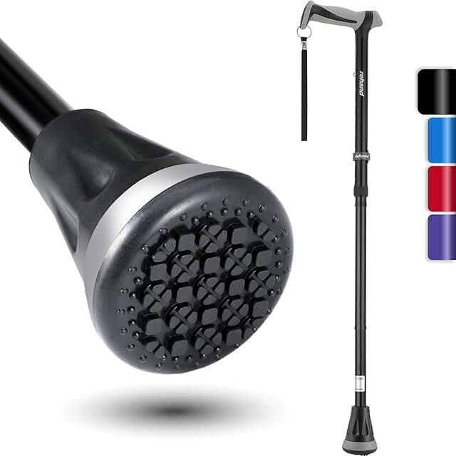 Rehand All Terrain Walking Cane, Colorful Foldable Walking Sticks for Seniors & Adults, Pivot Tip and Heavy Duty Mobility ...