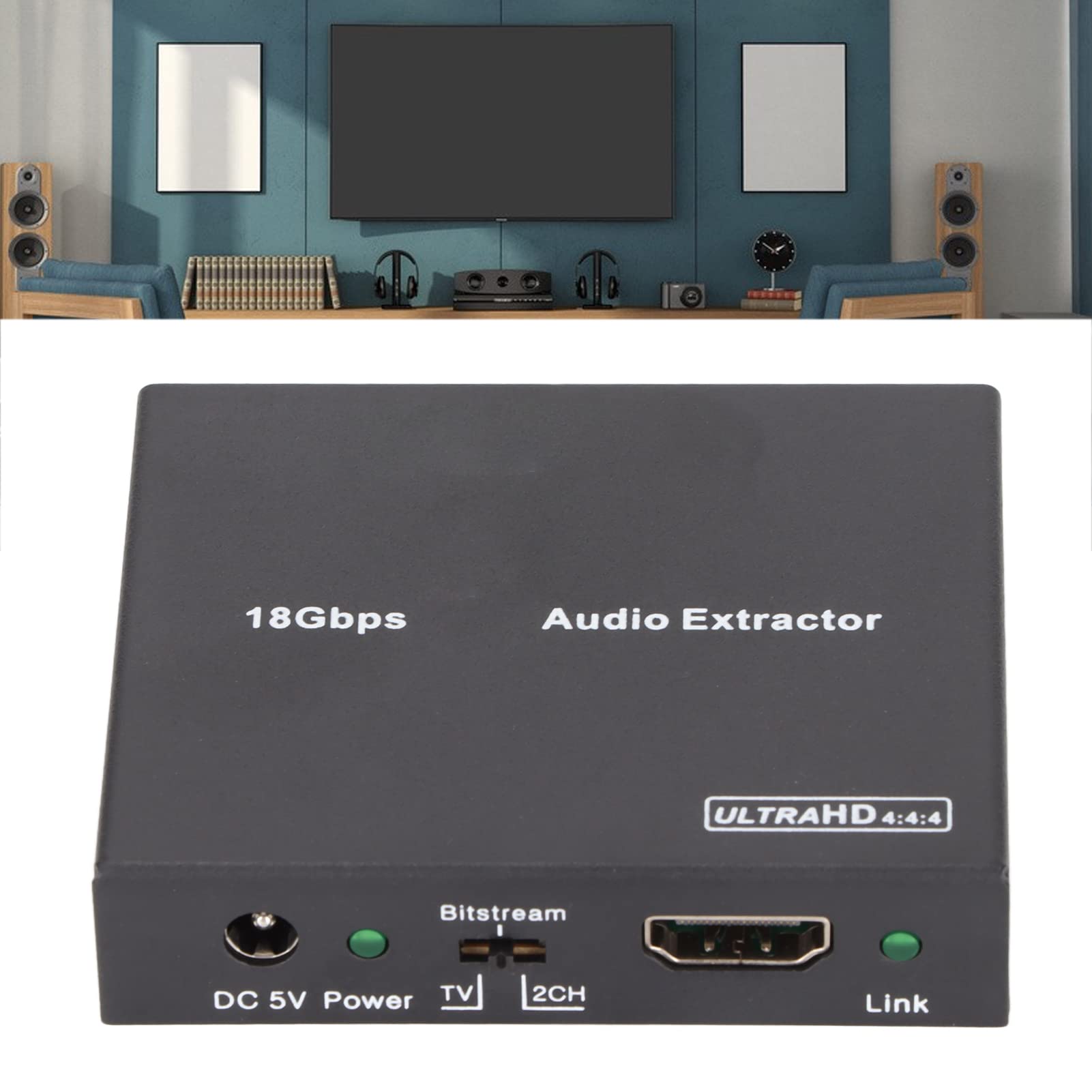 Audio Extractor Stripper, Multi Channel Optical (SPDIF) e Uscita Audio Analogica L/R, 18Gbps 4K2K a 50/60Hz Sound Extractor Converter Supporto HDCP 2.2 e Funzione CEC per Uso Domestico(Unione Europea)
