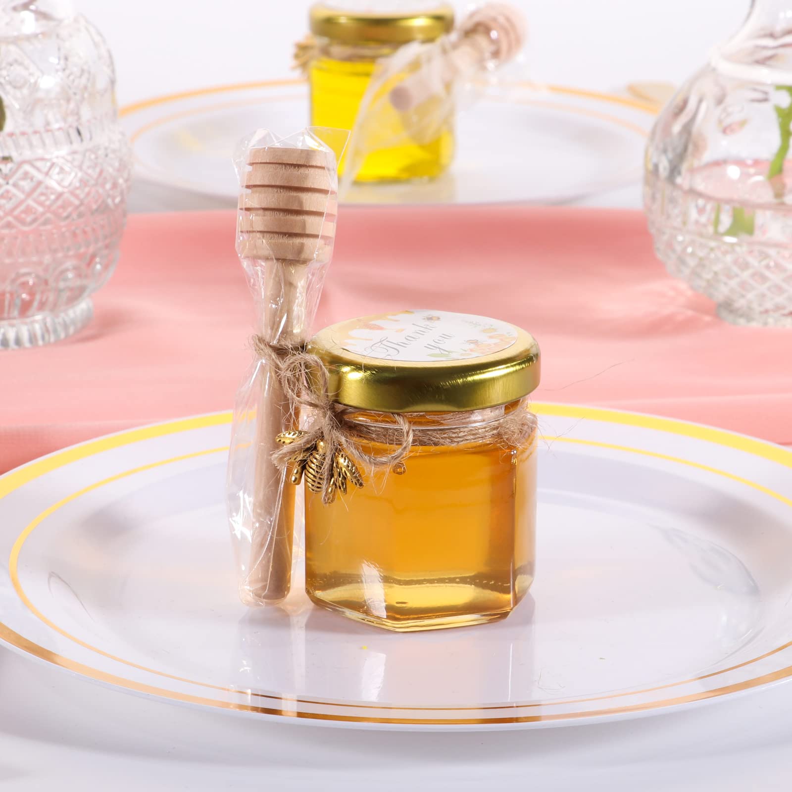 Mini Honey Jars - 30 Pack with Spoons & Stickers -3