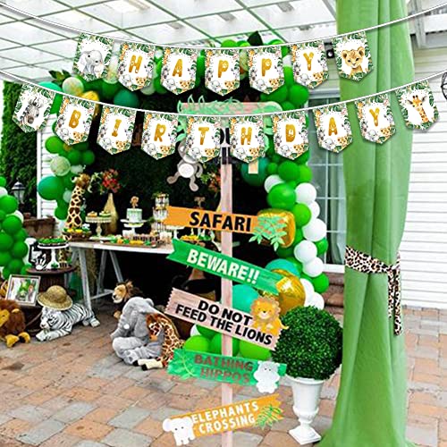Jungle Theme Happy Birthday Banner For Baby Shower Safari Birthday Outdoor Party Yard Sign Safari Animal Banner Birthday Party Supplies And Decorations Jungle Boy Birthday Party Banner Background #TOP5