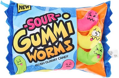 Gusanos de caramelo de peluche con 3 gusanos de goma agria