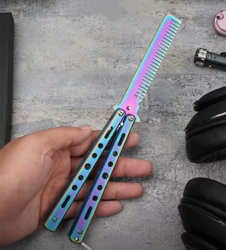 EDC 玩具　練習用　バタフライナイフ チタン　櫛　カッター Amazon.co.jp: バタフライナイフ型 練習用 くし コーム 初心者