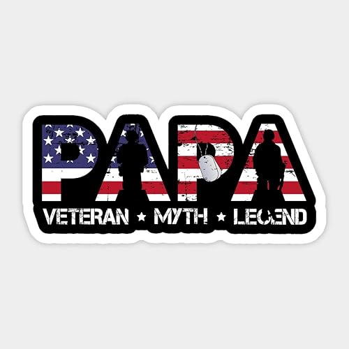 Miniatura 1 de Calcomanía de vinilo con la bandera de los veteranos de Papa Veterans, mito, leyenda de Estados Unidos, calcomanías militares para parachoques,