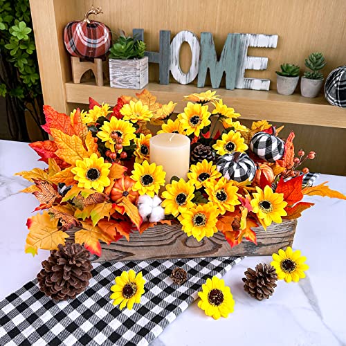 Winlyn 8 Pcs Sunflowers Artificial Flowers Bulk Yellow Sunflower Stems 11.8" Tall Silk Sunflowers Faux Wildflowers For Outdoors Centerpieces Vase Bouquets Wreaths Floral Crafts Wedding Fall Decor #TOP5