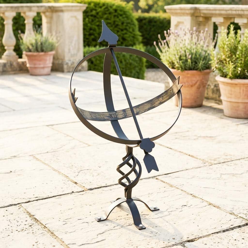 DanDiBo Cadran Solaire Noir en métal Fer forgé Résistant aux intempéries 72cm Pendule de Jardin