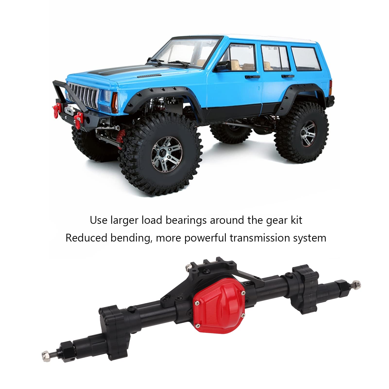 Tylna oś Portalowa RC ze Stopu Aluminium o Wysokiej Wytrzymałości, Stalowa Przekładnia Wewnętrzna i wał Napędowy do Samochodu Gąsienicowego Axial SCX10 1/10 RC, o Zwiększonej Wysokości i