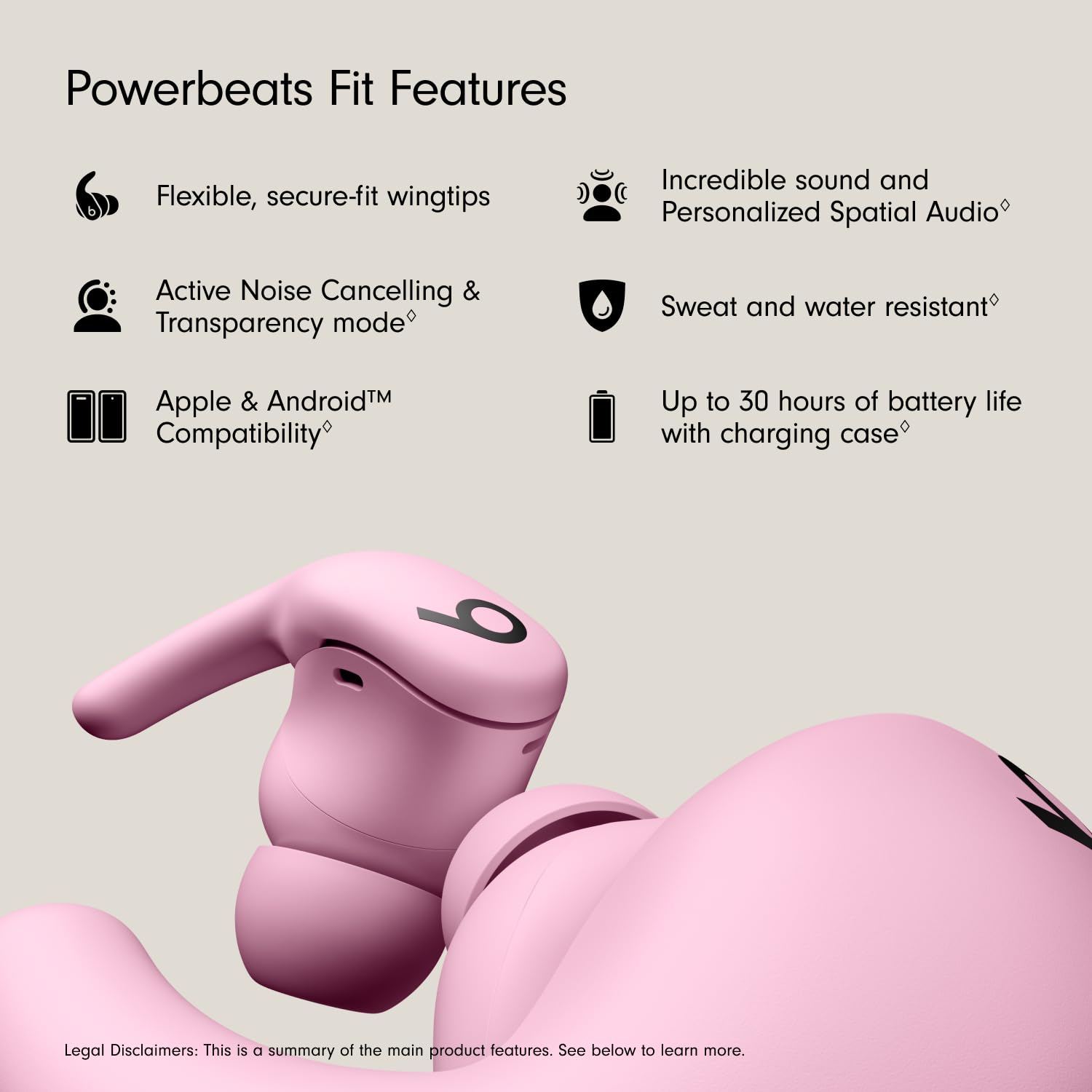 Beats Powerbeats Fit - Wireless Noise Cancelling Workout Earbuds - Power Pink - Dettaglio