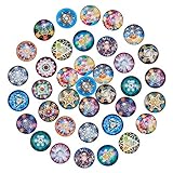 ★40PCS CABOCHON DE CRISTAL: Totalmente 40pcs cabujones de vidrio con patrón de caleidoscopio, 20 colores, 2 piezas / color.