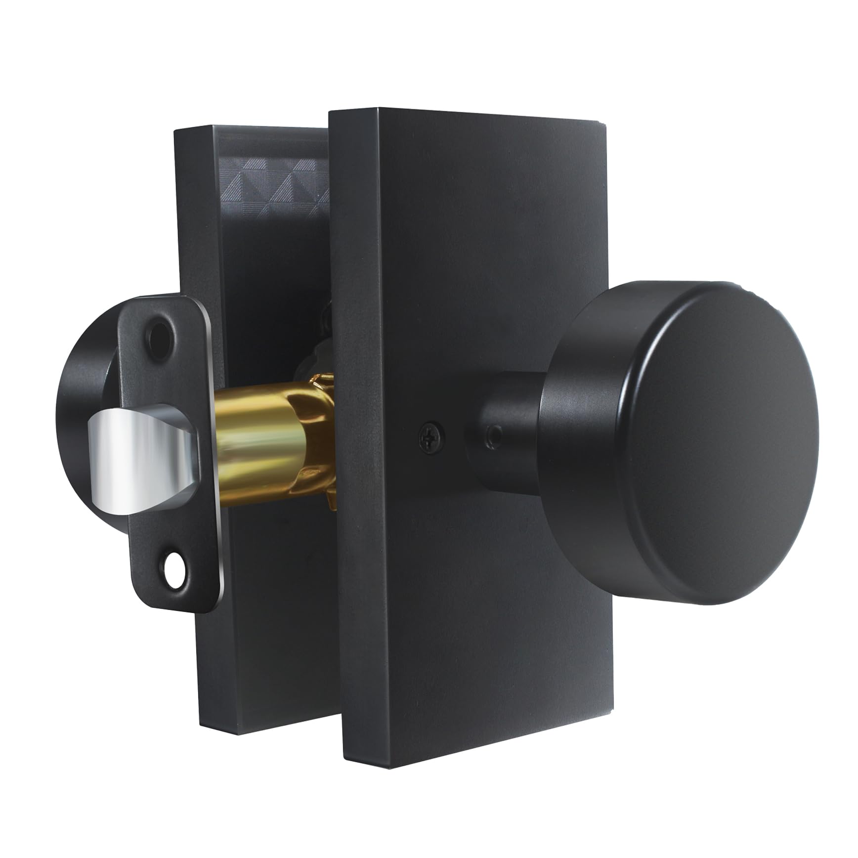 Satin Brass Privacy Door Knobs with Lock -12