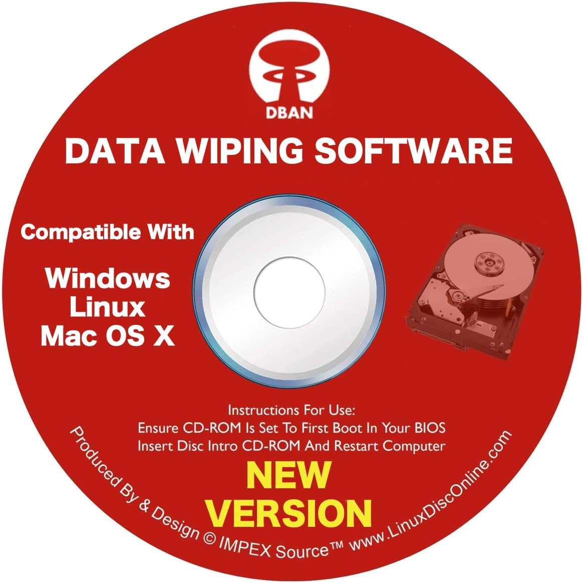 DBAN Boot and Nuke Hard Drive Data Wiping Software for Windows, Linux & Mac on CD