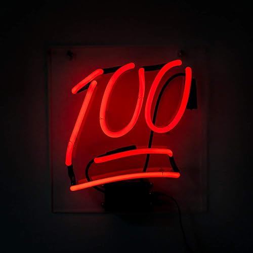 Miniatura 2 de Amped & Co 100 Emoji - Lámpara de pared de neón real para interiores, letrero decorativo con interruptor de línea, 11 x 11.8 pulgadas, cristal rojo