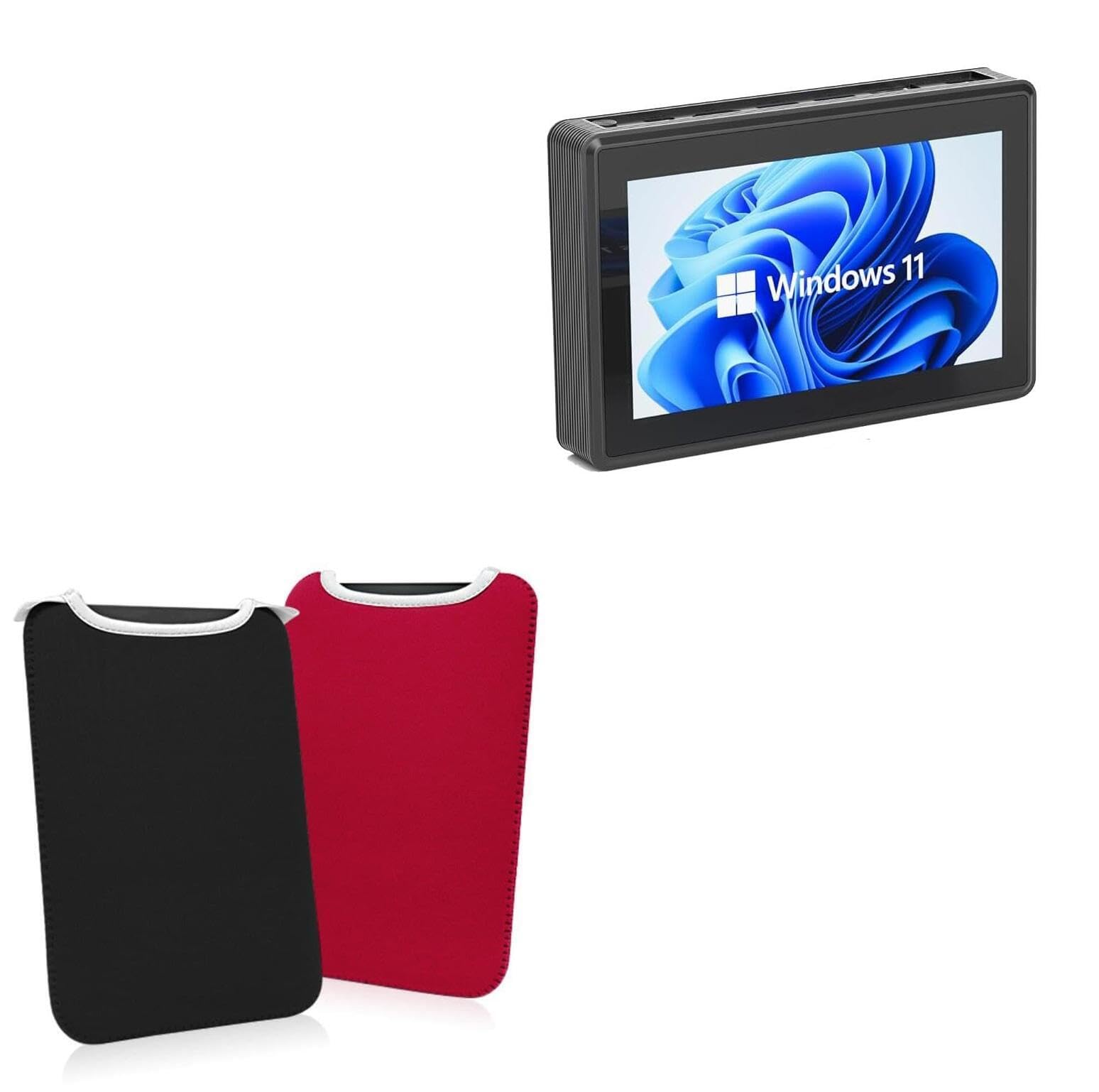 BoxWave Case Compatible with HEIGAOLA Mini PC Windows 11 PRO Intel N5095 (5.5 in) - SlipSuit, Soft Slim Neoprene Pouch Protective Case Cover - Jet Black/Crimson Red (Reversible)
