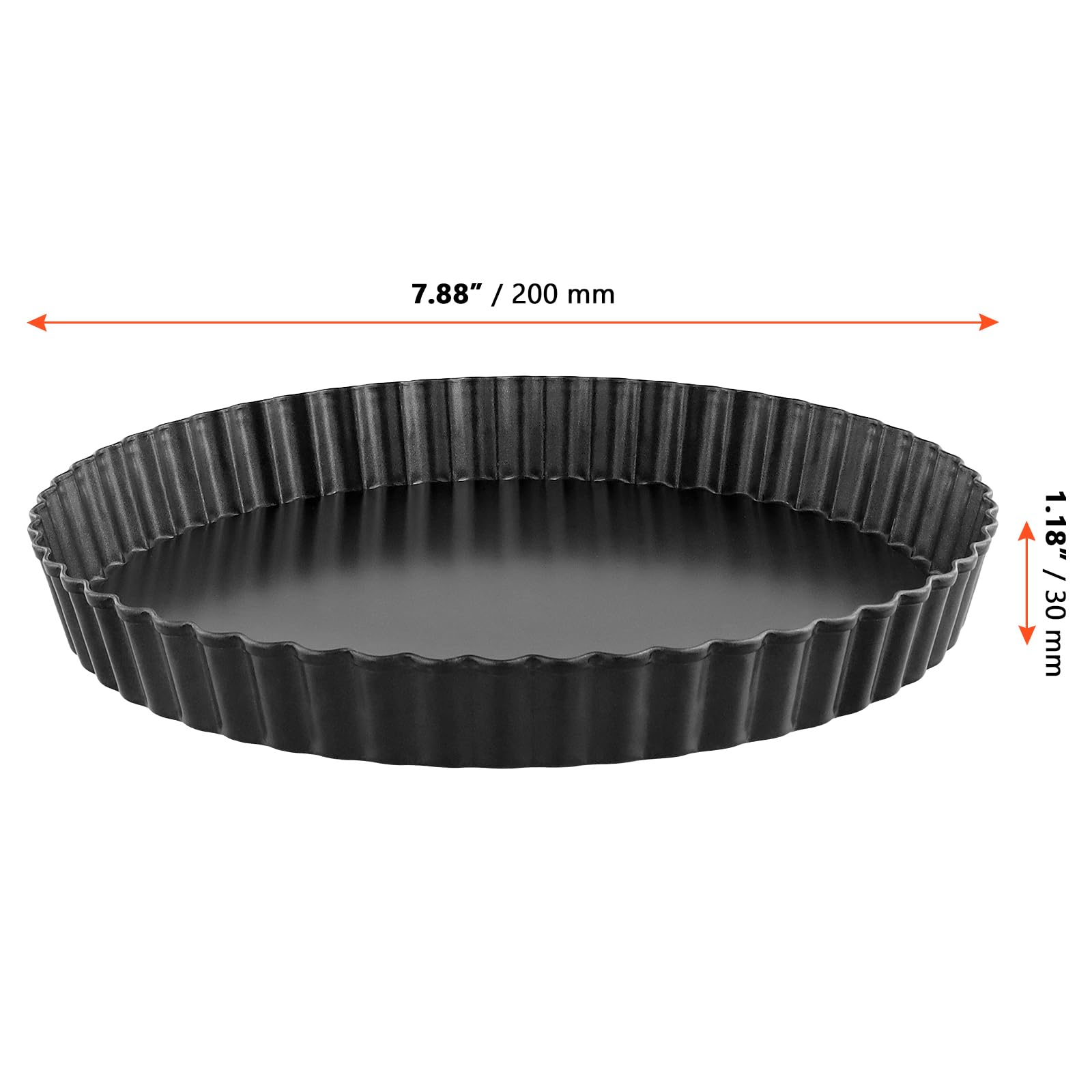 SINJEUN 4 Stampo Crostata Fondo Amovibile 20 cm, Teglia Tortiera rotondi, Stampo da Forno per Quiche, Bordo Scanalato, Acciaio al Carbonio