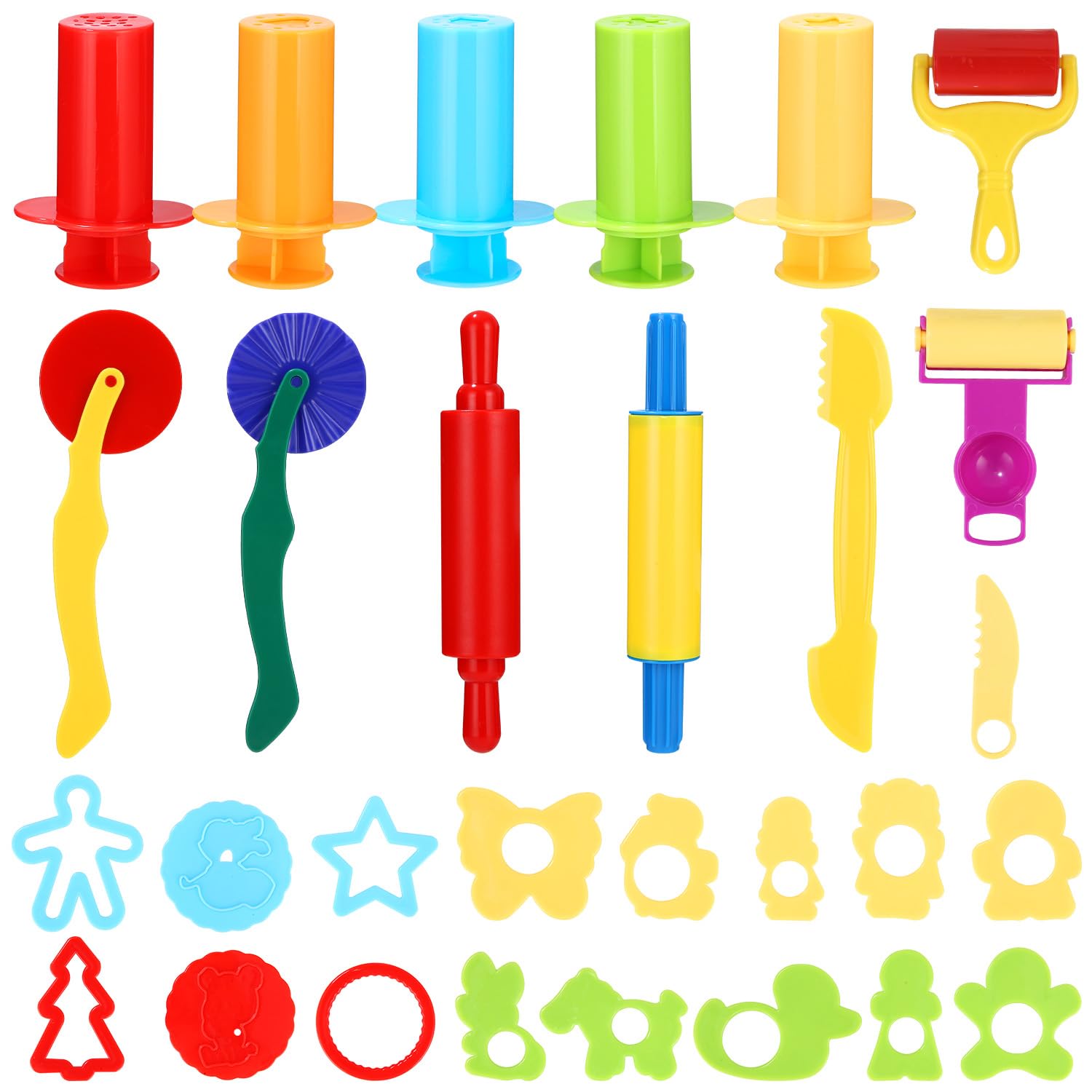 TIDEVAN 29 Piezas Moldes Plastilina Kit de Herramientas de Plastilina Accesorios Plastilina Set Plastilina Herramientas de Modelado, Accesorios de Arcilla con Rodillos, Cortadores para Niños y Niñas
