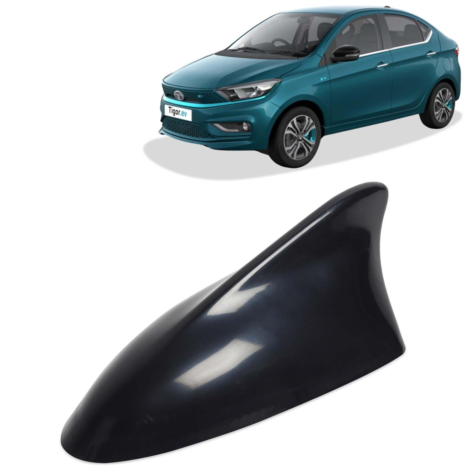 KINGSWAY Accessories Shark Fin Car Antenna Universal Size and Compatible with Tata Tigor EV Year 2019 Onwards, Car Radio FM AM, DIY Easy Replacement Original Car Antenna, 1 Piece, Black Color