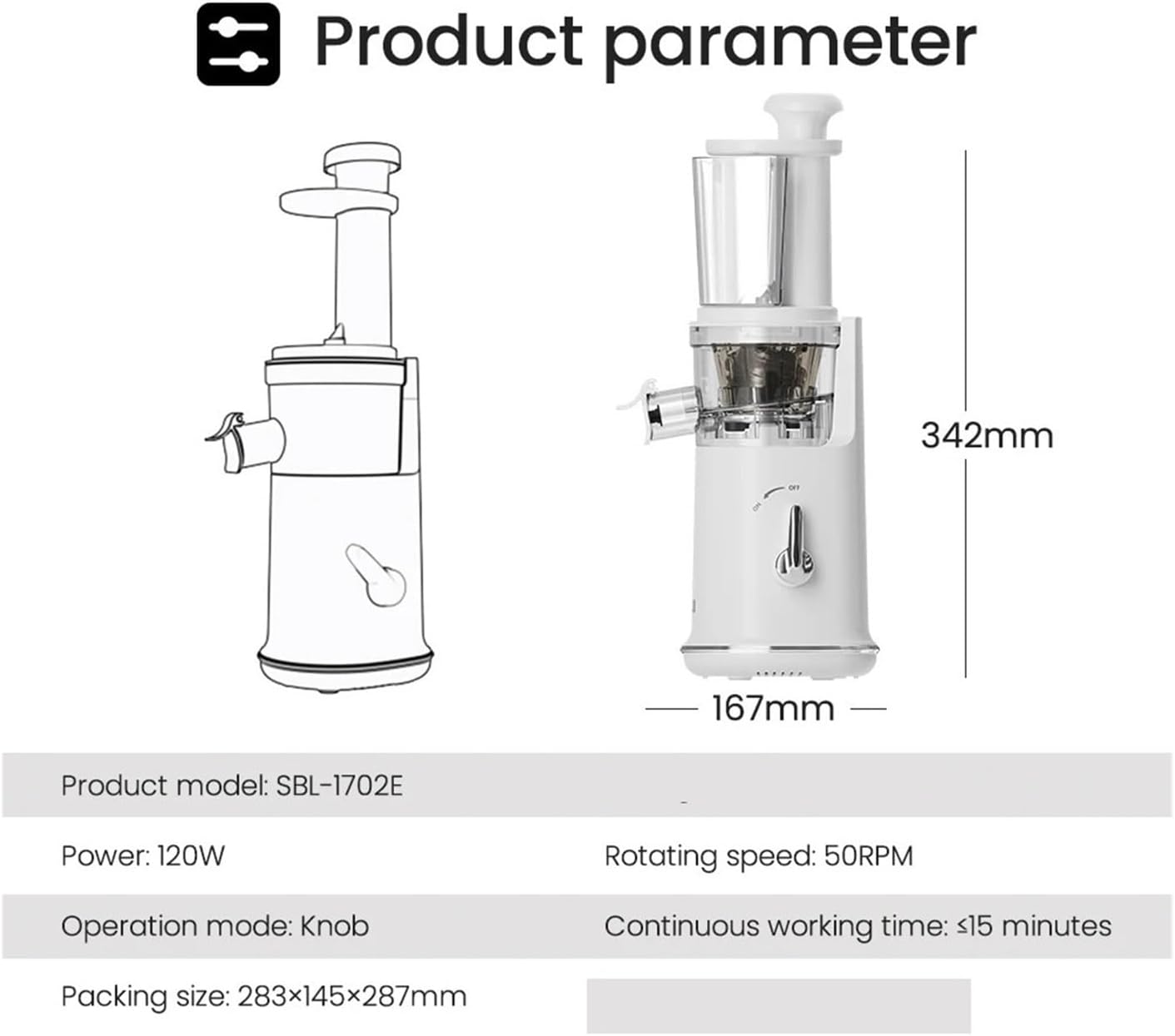 Juicer Accessories and Parts Compatible for MIUI Slow Juicer Pro Accessories SBL-1702E