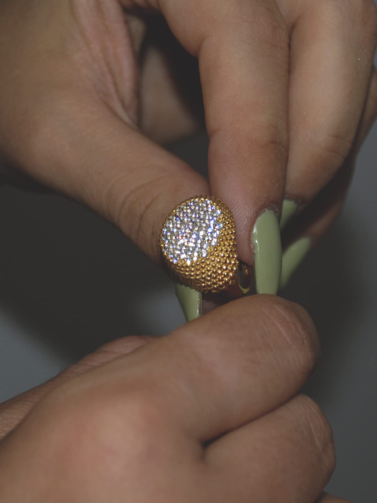 Anello Chevalier da Mignolo in Argento 925% Regolabile Pavé di Zirconi - Anello modello Giulia per Donna e Ragazza