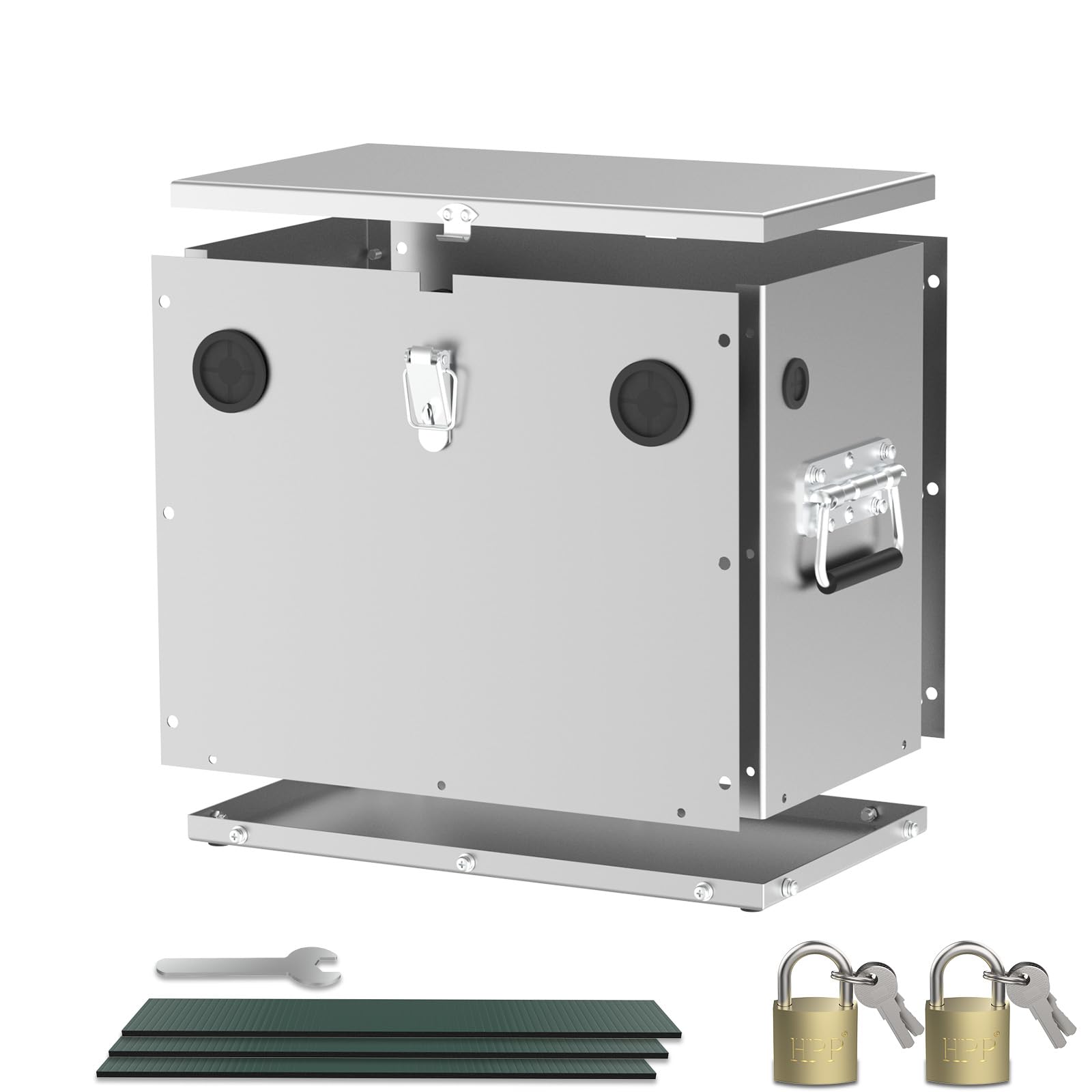 Stainless Steel Batteriebox 12V mit Schloss, H6/H7/H8 Batteriekasten für Autos, Boote, Marine, Wohnmobile und Tauchmotoren