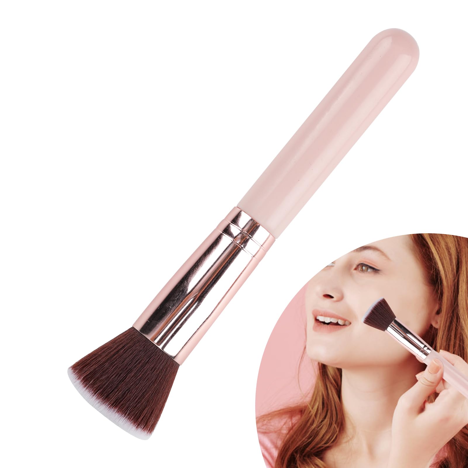 Brocha plana kabuki Base, Brocha de Maquillaje Fluido Pincel para Polvos Facial, Profesional Smart Powder Brush Brochas de Maquillaje Foundation Contouring Para Líquido Crema Mineral Polvo Colorete