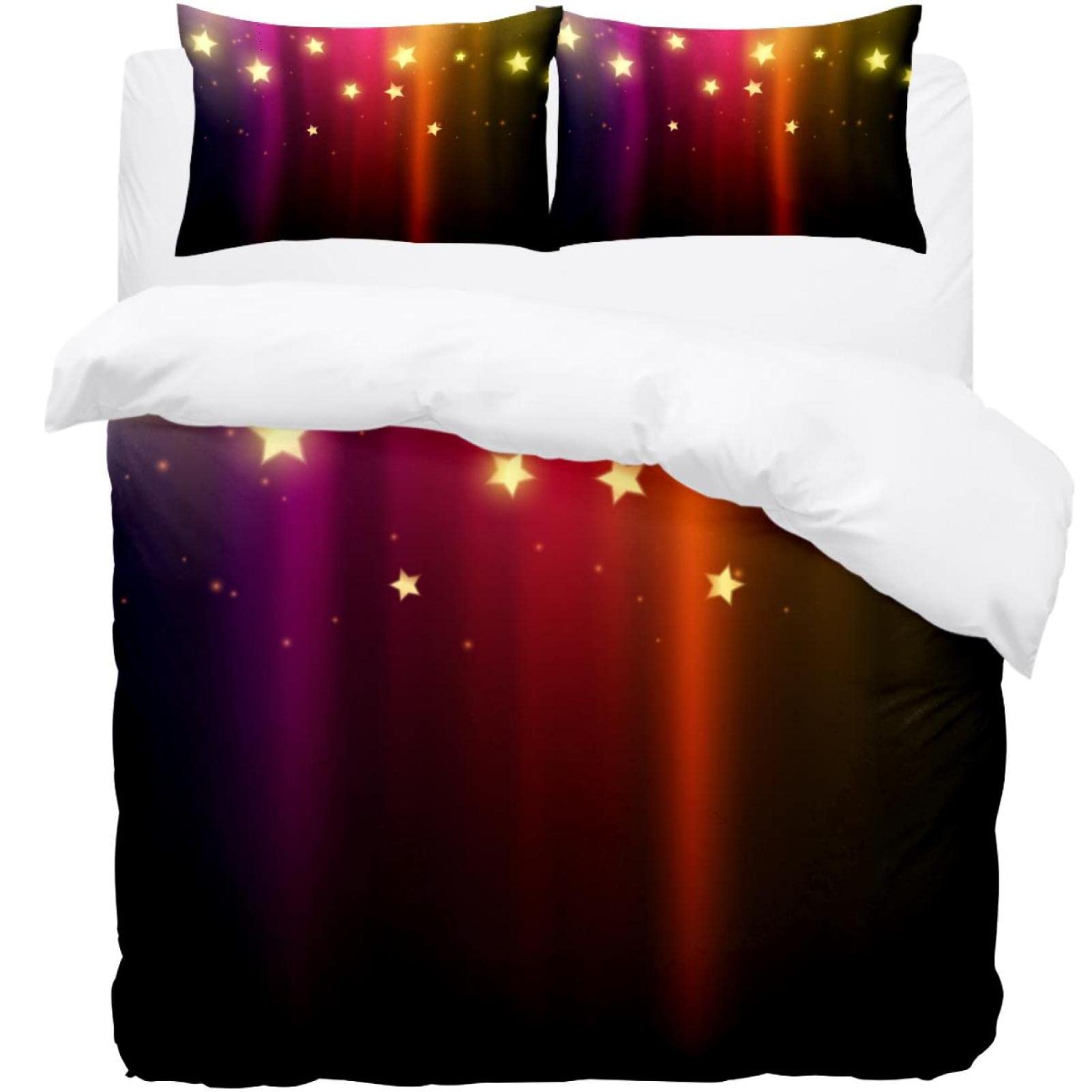 Housse de couette étoiles colorées parure de lit 3 pièces imprimée grand format
