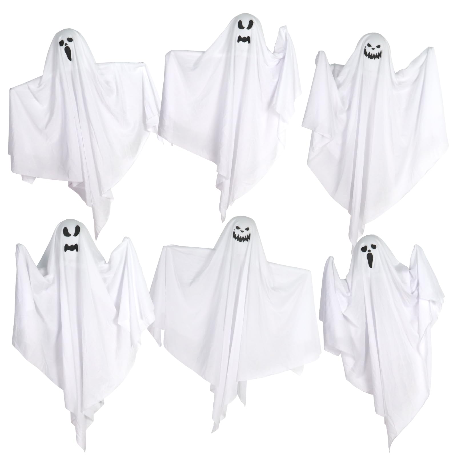 6 Pack Halloween Hanging Tree Ghosts, 27.6 Inch Flying Ghost Decorations Hanging Ghosts 6PCS
