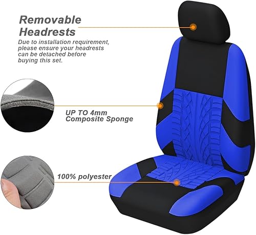 Miniatura 2 de Fundas de asiento delantero de automóvil, 2 protectores de asiento de cubo de poliéster, suaves y transpirables, cojines deportivos de alta calidad,