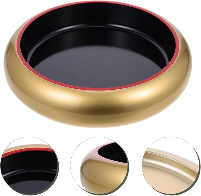 Plato para sushi plástico redondo dorado Beaupretty miniatura 8