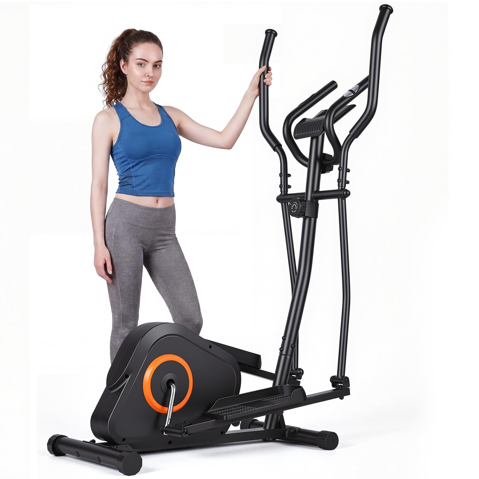 Panana Elliptical Cross Trainer for Home, Magnetic Exercise Machine with 8 Resistance Levels, Ultra Quiet Belt Drive, LCD Monitor, Full Body Cardio Trainer, Home Gym Fitness Equipment
