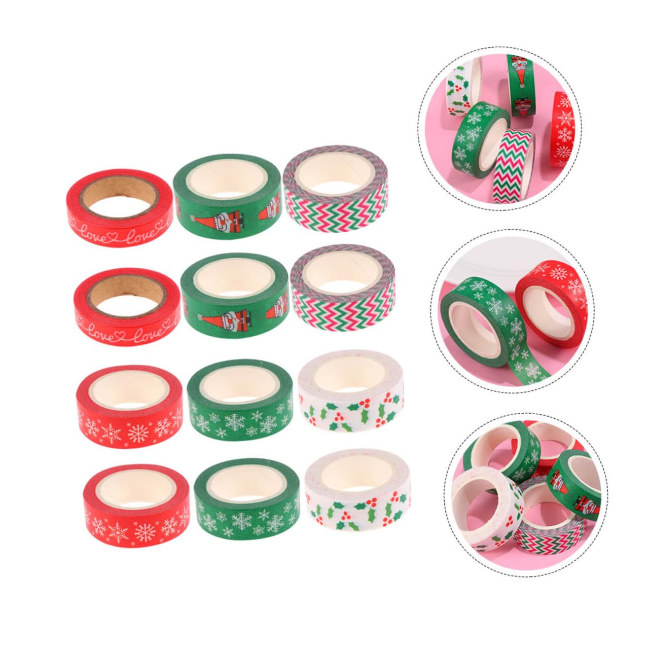 Angoily 24 Rollen Weihnachts Washi Tape mit Bunten Mustern Vielseitig für DIY Geschenkverpackungen Scrapbooking Planer und Kreative Dekoration Handlich und Vielfältig Einsetzbar