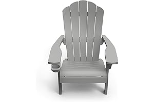 Keter Outdoor Resin Adirondack Patio Chair with Built-In Cup Holder (Grey)