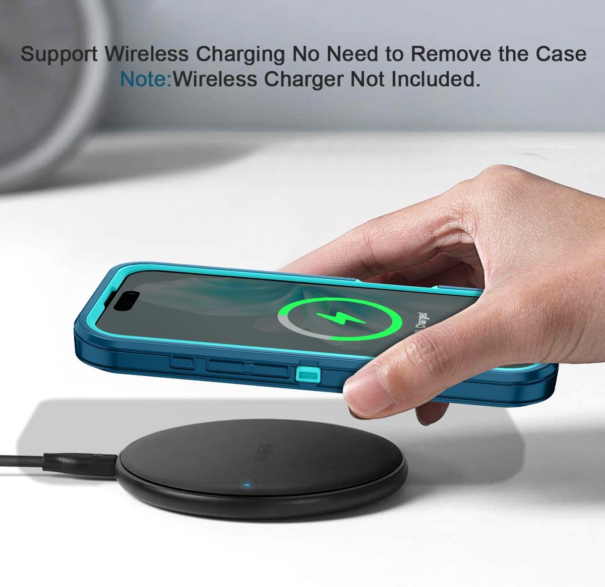 for iPhone 16 Pro Case with 2 Pack Tempered Glass Screen Protector Heavy Duty Protective Shockproof 3-Layer Full Body Protection Tough Rugged Cover for Apple iPhone 16 Pro 6.3",Turquoise - Image 6