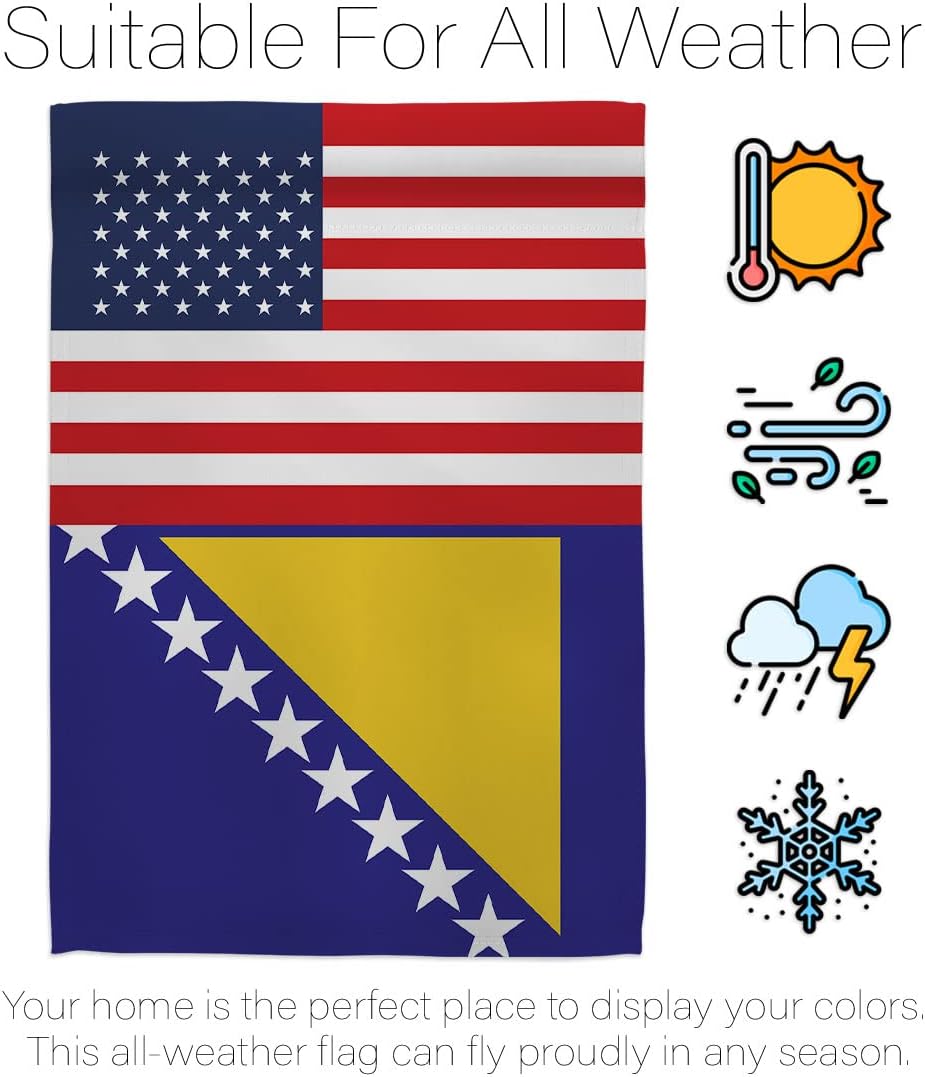 Americana Home & Garden Bosnia Herzegovina US Friendship Garden Flag-Regional Nation International World Country Particular Area House Decoration Banner Small Yard Gift Double-Sided, Made in USA
